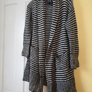 Karen Kane Black & White Striped Knit Cardigan